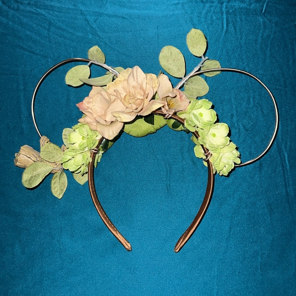Baby Groot Inspired Wired Floral Mickey Ears - Picture 2 of 3
